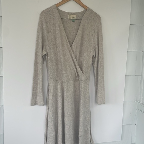 Anthropologie Saturday Sunday Cream Viscose Blend Cloud Fleece Wrap Dress XL - Picture 6 of 15